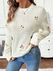 Flower Round Neck Long Sleeve Sweater test