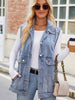 Button Up Collared Neck Denim Jacket with Pockets test