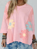 Flower Patched Exposed Seam Oversized T Shirt test