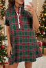 Plaid Button Front Short Sleeve Shift Dress test