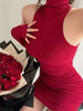 Sleeveless Turtleneck Ruched Bodycon Mini Dress test