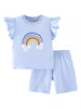 Children's Rainbow Ruffle Sleeve Top and Shorts Set