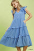 Umgee Textured Ruffle Sleeve Tiered Midi Dress test