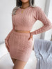 Cable-Knit Round Neck Top and Skirt Sweater Set test