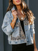 Distressed Leopard Drop Shoulder Denim Jacket test