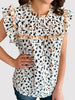Ruffled Printed Mock Neck Cap Sleeve Blouse test