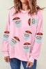 Sequin Santa Patch Round Neck Sweatshirt test