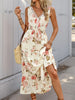 Printed Ruffled Hem V-Neck Sleeveless Dress test