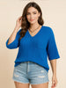 Plus Size V-Neck Ribbed Knit T-Shirt test