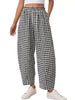 Gingham Wide-Leg Casual Pants test