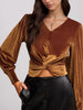 Twisted V-Neck Long Sleeve Blouse test