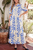 Leafy Botanical Print Side Tie Button Down Maxi Dress test
