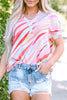 Color Block V-Neck Half Sleeve Blouse test