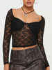 Lace Sweetheart Neck Long Sleeve T-Shirt test