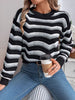 Striped Round Neck Long Sleeve Sweater test