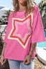 Color Block Star Patched Oversized T-Shirt test