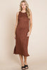 BOMBOM Slit Round Neck Sleeveless Midi Dress test