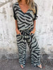 Zebra Print V-Neck Top and Pants Set test