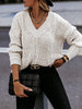 V-Neck Cable-Knit Long Sleeve Sweater test