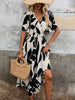 Printed Surplice Short Sleeve Midi Dress test