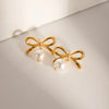 Stainless Steel Bow Pearl Earrings test