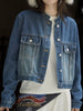 Button Up Cropped Denim Jacket test