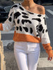 Full Size Off-Shoulder Colorblock Animal Print Sweater Plus Size test