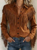 Full Size Fringed Button Up Shirt Plus Size test