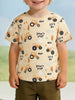 Children's Tractor Print Crew Neck Short Sleeve T-Shirt test