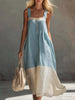 Color-Block Sleeveless Linen-Blend Midi Dress test