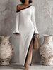 Slit One-Shoulder Contrast Trim Maxi Dress test