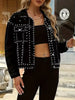 Full Size Studded Button Up Denim Jacket Plus Size test