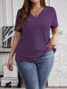 Plus Size V-Neck Short Sleeve Ribbed T-Shirt test