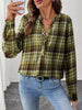 Plaid Half Button Long Sleeve Blouse test