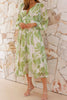 Printed V-Neck Long Sleeve Midi Dress test