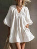 Full Size Lace Trim Puff Sleeve Mini Dress Plus Size test