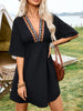 Embroidered Plunge Half Sleeve Mini Dress test