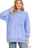Zenana Acid Wash Raw Edge French Terry Sweatshirt with Front Pocket test
