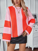 Color Block Round Neck Long Sleeve Sweater test