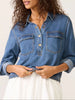 Half Snap Cropped Denim Top test