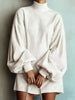 Full Size Ribbed Mock Neck Lantern Sleeve Mini Dress Plus Size test
