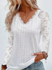 Eyelet Lace Sleeve V-Neck Blouse