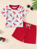 Children's Lobster Print Striped T-shirt and Shorts Set test