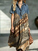 Full Size Denim Patchwork Printed Shirt Dress Plus Size test