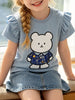 Children's Ruffled Sleeve Bear Graphic T-Shirt test