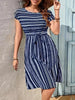 Striped Round Neck Short Sleeve Casual Dress test