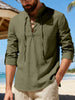 Men's Full Size Casual Lace-Up Linen Shirt Plus Size test