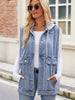 Drawstring Hooded Sleeveless Denim Jacket test