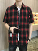 Men's Plus Size Plaid Button-Down Short Sleeve Shirt test