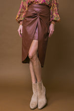 CHOOSE US LEATHER MIDI SKIRT